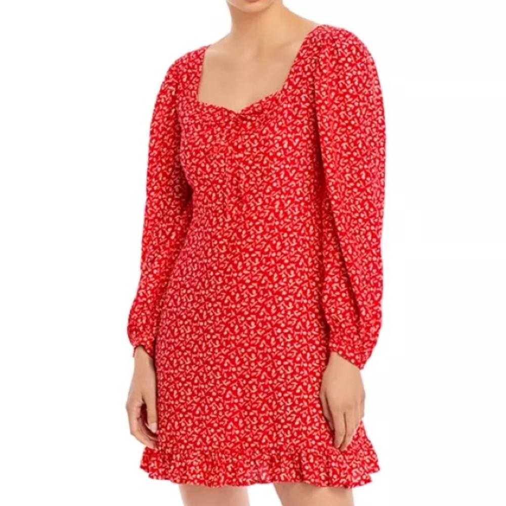 FAITHFULL THE BRAND CALLA PRINTED MINI DRESS / RED FLORAL / US SIZE 10